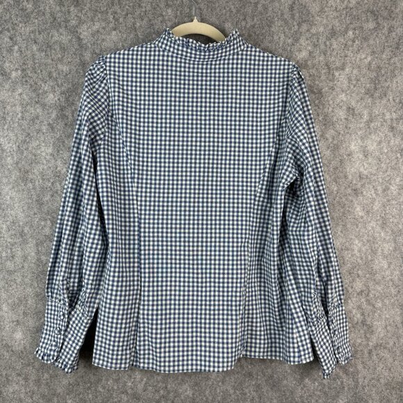 Scarlet Darkness Victorian Gingham Blouse Lantern Sleeves Blue White‎ Size M - Picture 6 of 8